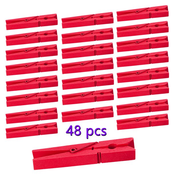 Mini Clothes Pins for Photo, Small Colored Clothespins 48 Pack Wooden