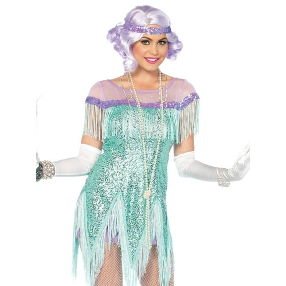 Leg Avenue Women's Foxtrot Flirt Aqua Flapper Dress Roarin' 20's Costume