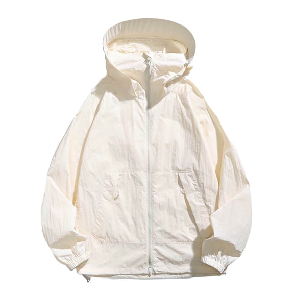 GUZOM UPF 50 Mens Lightweight Sun Protection Hoodie Jacket Water Resistant Packable with Pockets for Hiking Fishing Running Beige,Size XL