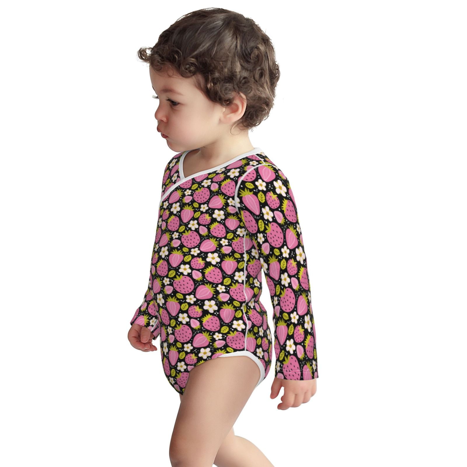 Xecao Strawberry Print Baby unisex-baby Cotton Long-sleeve Bodysuits-18 Months