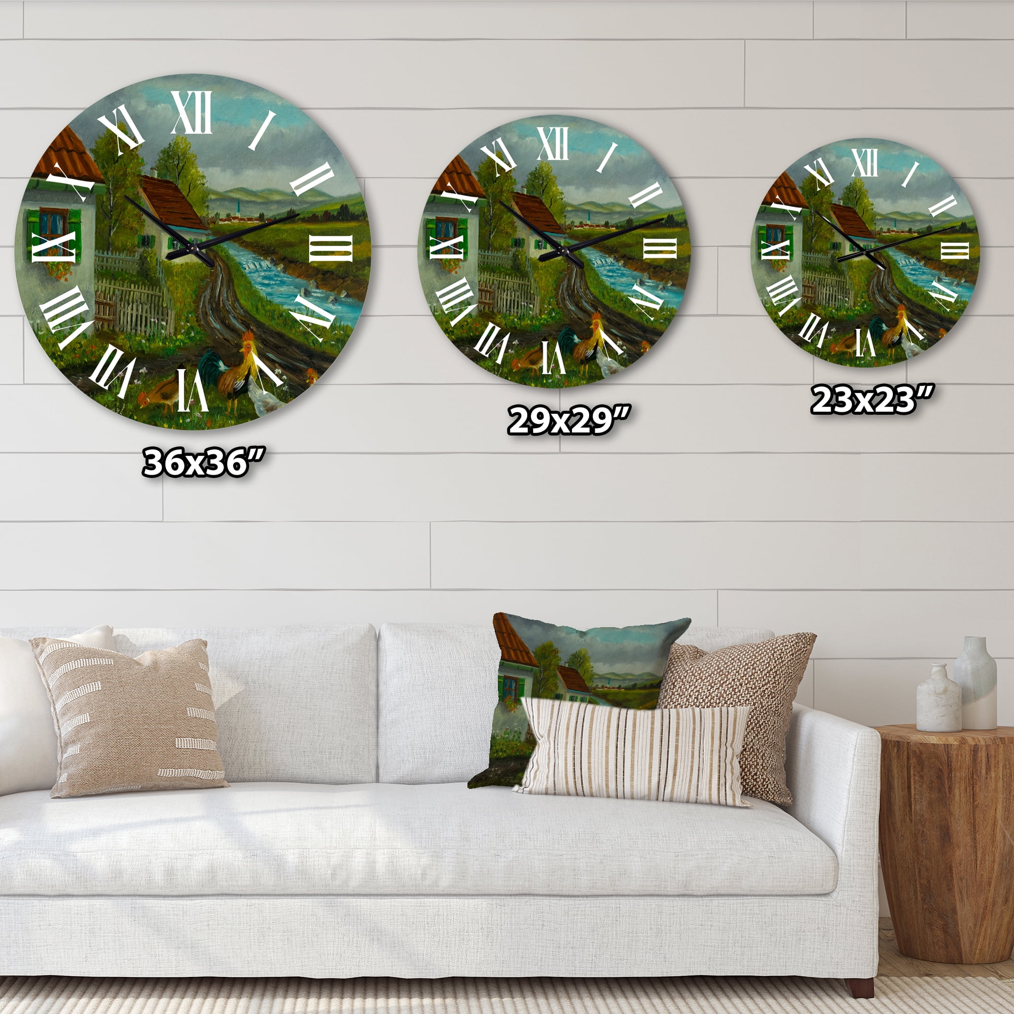 Designart 1 in Quartz Farmhouse Wall Clock