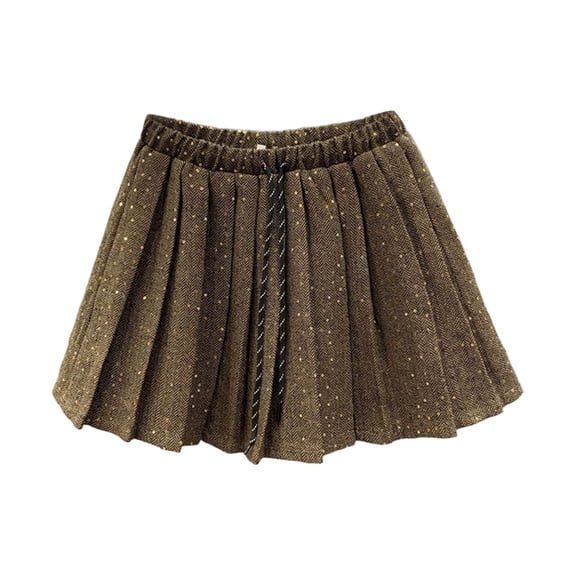 Gunia Tutu Skirts For Girls Shimmering Pleated With Drawstring Elastic Waist Sparkly Sequined Mini Fall Comfortable Princess Birthday Party Kids Toddler Girls Skirt Coffee 3-4 Years