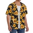 thumbnail image 2 of Pofeuu Black Marble Pattern Sunflower Print Mens Casual Short Sleeve Shirts Beach Summer Spread Collar Pocket Tops Men's Casual Short-sleeved Shirt-XX-Large, 2 of 5