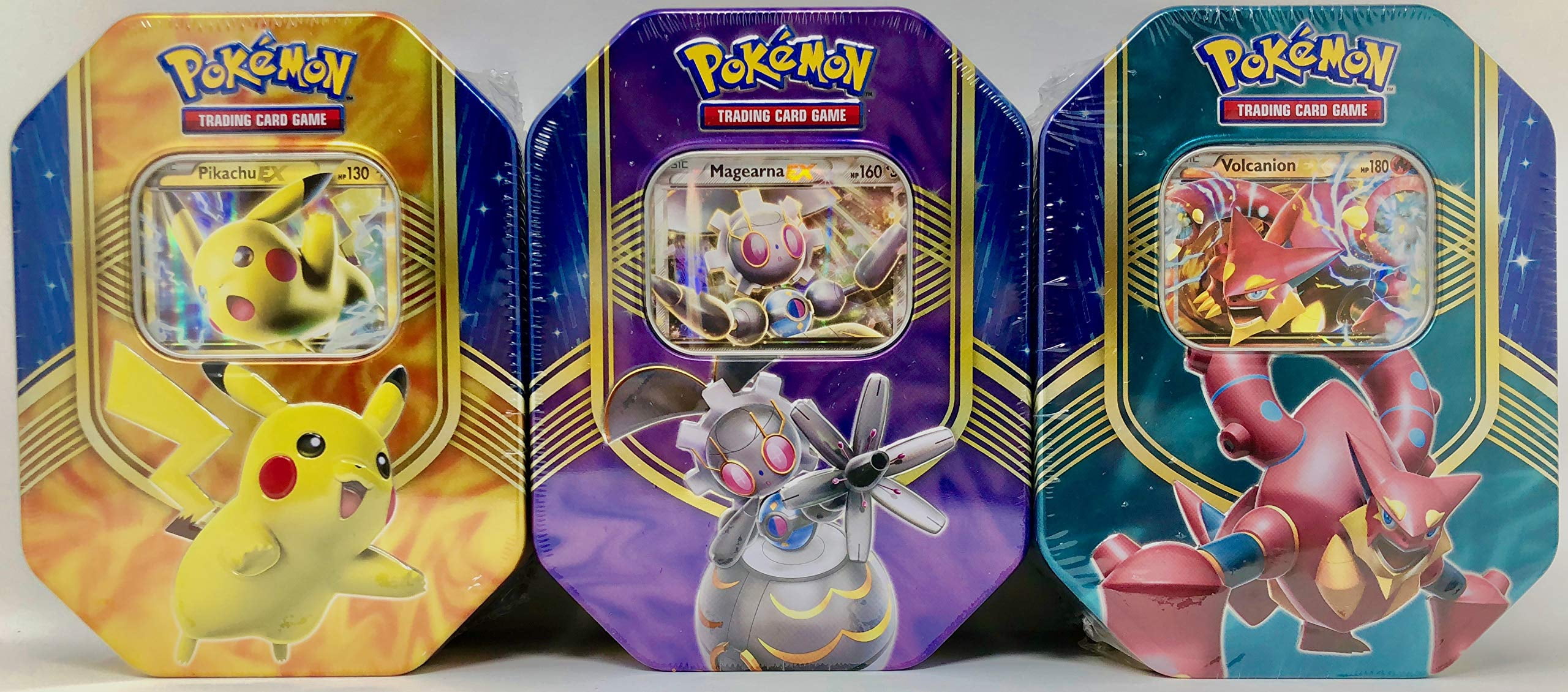 Set of ALL 3 Pokemon 2016 Battle Hearts Booster Pack Tins Pikachu