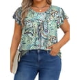 thumbnail image 3 of Fantaslook Womens Blouses Dressy Casual Pleated Tunic Tops Floral Ruffle Sleeve Summer Shirts, 3 of 10