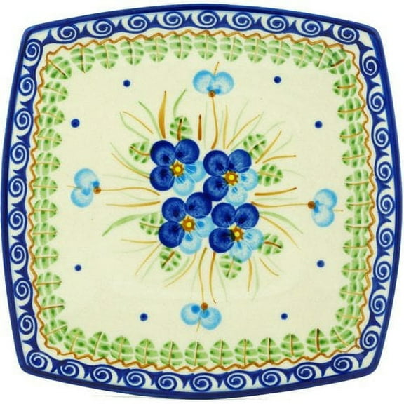 Polmedia Pansy Polish Pottery Square Decorative Plate
