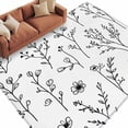 thumbnail image 2 of Black White Plant Washable Living Room Rugs 5'x7', Floral Farmhouse Leaf Retro Flower Botanical Low Pile Throw Large Area Rugs Non-Slip Sturdy Edge Binding Carpet for Dining Room Bedside Kitchen, 2 of 9