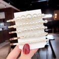 thumbnail image 4 of 10 horquillas de perlas con estilo, horquillas elegantes para el pelo, pasadores laterales para niñas, accesorios para fiestas y banquetes (blanco, 5 unidades por juego), 4 of 7