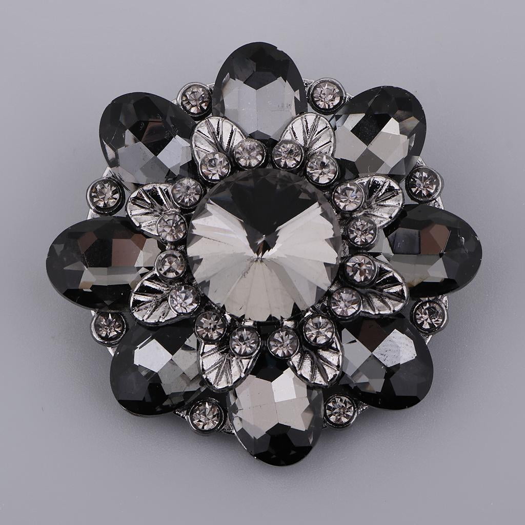 Abbraccia 6xAlloy Rhinestone Shank Buttons Decorative Buttons Sewing Accessories Black 6 Pcs