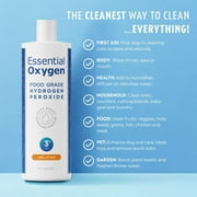 Essential Oxygen 3% Food Grade Hydrogen Peroxide, Non-Toxic All Purpose Cleaner, 16 oz, Pack of 3