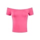 thumbnail image 1 of INSPIRAR CHIC Estilo Blusa de Mujer de Manga Corta Off the Shoulder Longitud de Cadera S Color Sólido Rosa Fucsia, 1 of 6