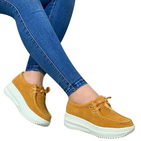

Duretiony Women Sneakers Thick Bottom Lace Up Shoes Breathable Non Slip Casual Platform New