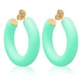 thumbnail image 5 of Gold Plated Sterling Silver Chunky Thick Multicolor Resin Open Hoop Earrings for Women - Available in Assorted Colors - 57mm and 37.5mm Size Options, 5 of 6