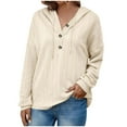 thumbnail image 2 of AXXD Womens Casual Tops Basic Summer 2024 Loose Casual Solid Color Hooded Long Sleeved Sweater For Women, 2 of 6