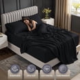 thumbnail image 4 of 4-Piece Extra Deep Pocket Sheet Set | Fits 18 to 21 Inch Mattresses, Soft Cooling Microfiber, Hotel Luxury, Wrinkle & Fade Resistant, OEKO-TEX Certified | Utopia Bedding, Queen, Black, 4 of 6