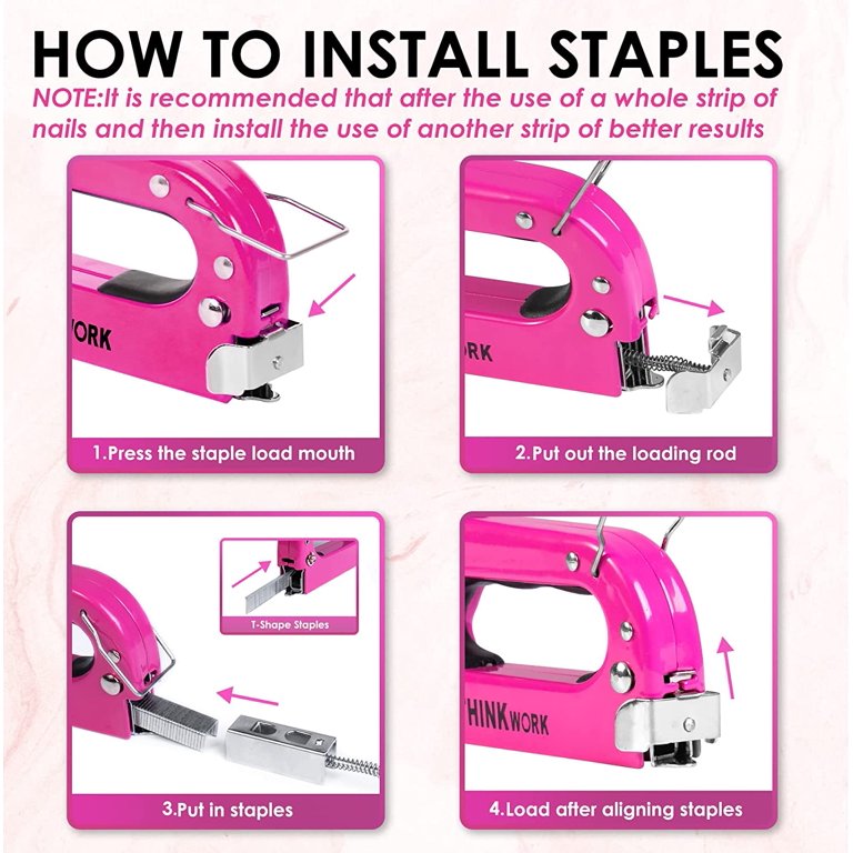 THINKWORK Pink Staple Gun Tool Set, 25 Piece Lady‘s Home Tool Kit with  3-in-1 Upholstery Staple Gun, Stapler Remover, Women Stapler Gun Kit for  DIY