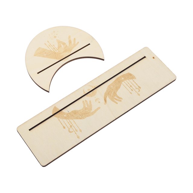 2Pcs Wooden Tarot Card Stand Holder, Moon Shape And Rectangle Wooden Tarot Card Display Stand Moon Phase Card Display Stand Tarot Accessories For Witch Divination Tools