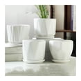 thumbnail image 1 of Macetas de cerámica de color blanco puro, macetas simples, juego de cuatro piezas de maceteros de tamaño mediano con bandeja, plantas suculentas for el hogar, cultivo de plantas verdes, 1 of 5