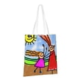 thumbnail image 2 of YFYANG Reusable Cotton Canvas Tote Shopping Bag, Hand-painted Cute Kids Washable Portable Grocery Bag for Daily Travel, 2 of 8