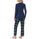 thumbnail image 3 of Conjunto de pijamas para mujer INSPIRE CHIC de manga larga, pijamas de cuadros suaves, conjuntos de lounge con bolsillos XS azul, 3 of 5