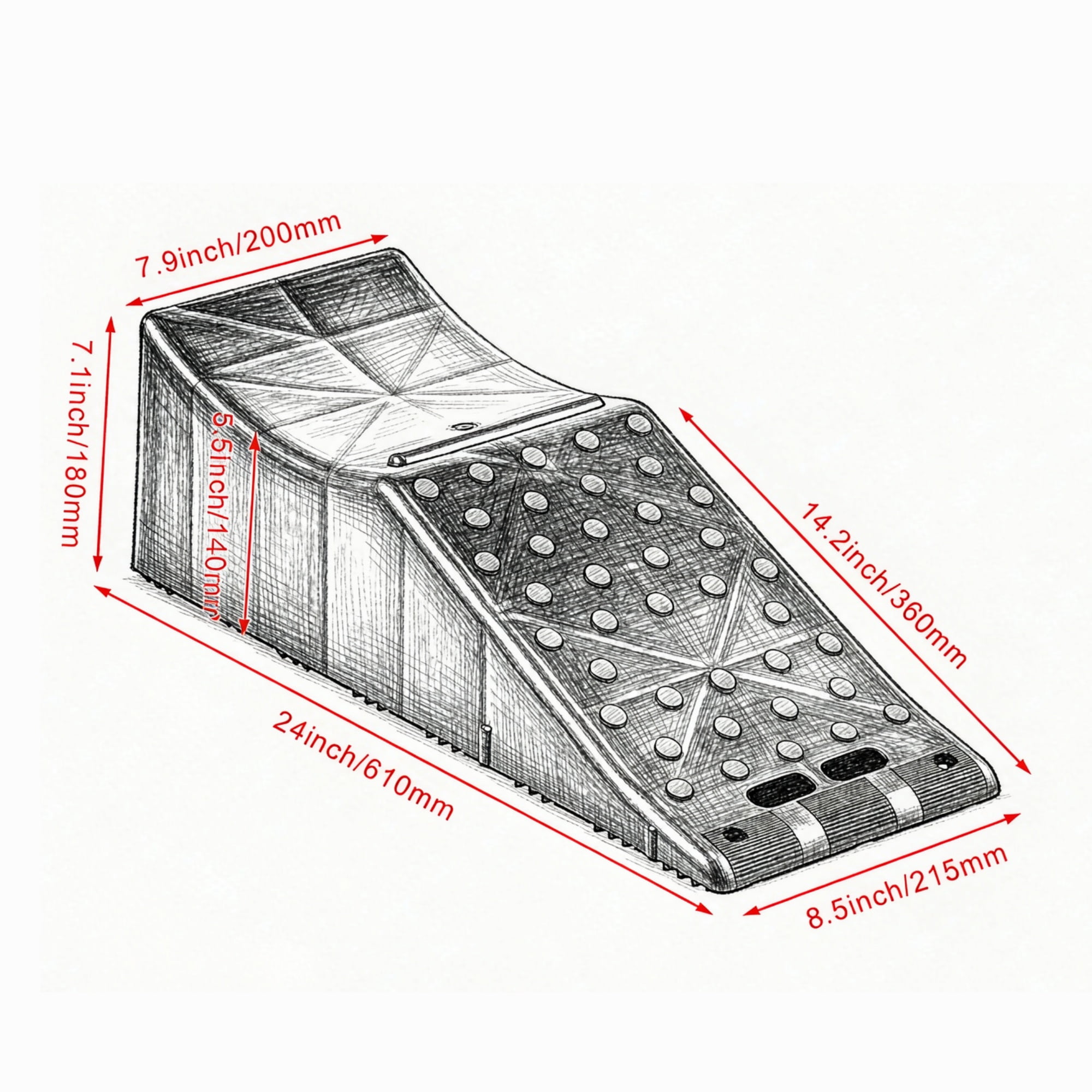 Single Auto Service Ramp (20000 lbs/9 Ton), 5.5" Elevation Vehicle Tire Ramp for Routine Maintenance