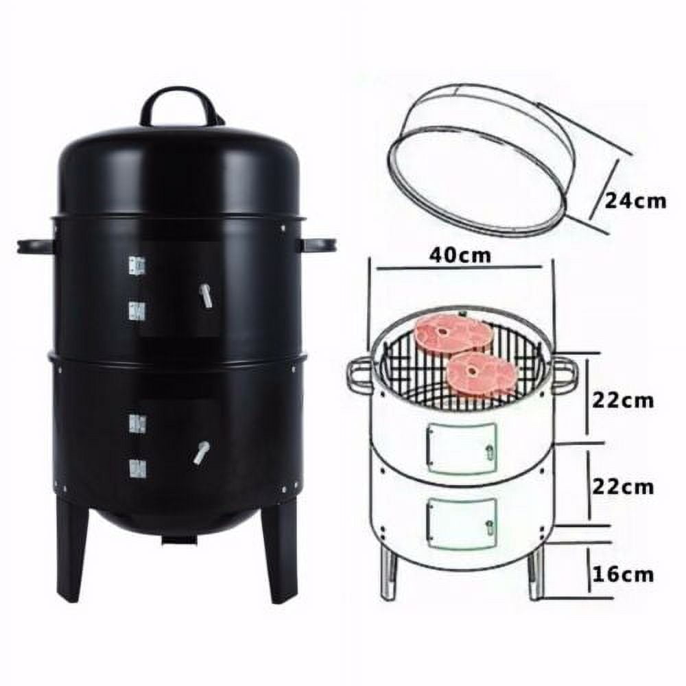 SHCKE 3-in-1 18" Charcoal Vertical Smoker Grill with Thermometer, Multi-Layered Design