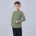 thumbnail image 6 of Toddler Boys Long Sleeve Dress Shirt Kids Back to School Button Down Shirt Casual Collared Uniform Top 6M-8 Years Army Green 3 Years, 6 of 6