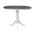 thumbnail image 5 of 36" Round Solid Wood Extension Dining Table With 2 San Remo Counter Height Stools in White/Heather Gray by International Concepts, 5 of 9