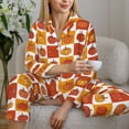 thumbnail image 6 of Salouo Pumpkin Plaid Pattern Women's Pajamas Set Long Sleeve Button Down Sleepwear Soft Pj Lounge Sets for women 2 Piece Pjs Set with Long Pants-Small, 6 of 7
