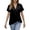 Black, variant on Women's Wrap Front V-Neck Top, Short Sleeve Casual Asymmetrical Hem Tee,S