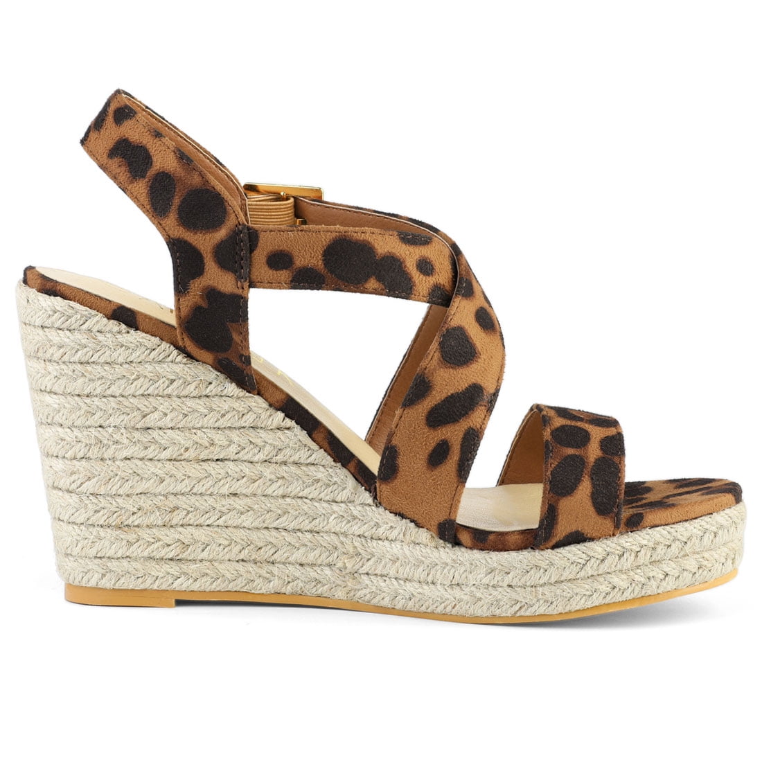 DARING DIVA Women's Stylish Espadrilles Platform Slingback Wedges Sandals Leopard 8.5