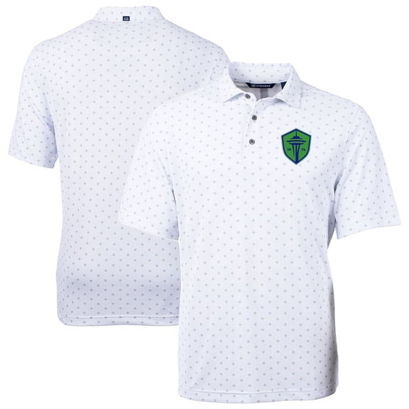 Men's-Cutter & Buck  White Seattle Sounders FC Virtue Eco Pique Tile Print Recycled Polo