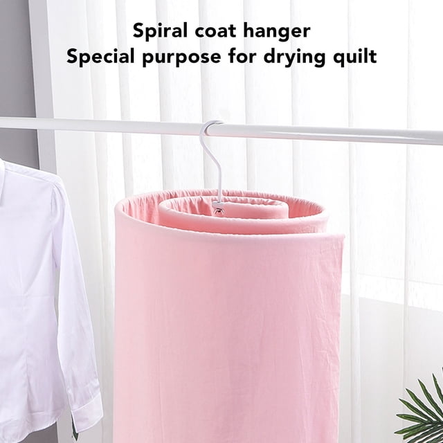 Round Spiral Quilt Sheets Hanger, 5kg Load Bearing Rustproof Rotating Quilt Drying Rack White For Wardrobe