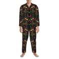 thumbnail image 3 of Naloa Mexican Flower 2 Men’s Pajamas Set - Long Sleeve Button Down Sleep Shirt and Pajama Bottoms Sleepwear Set-X-Large, 3 of 7