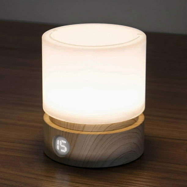 Night Light With Timer, Led Bedside Lamp, Baby Still Lamp, Wood Grain, Dimmer