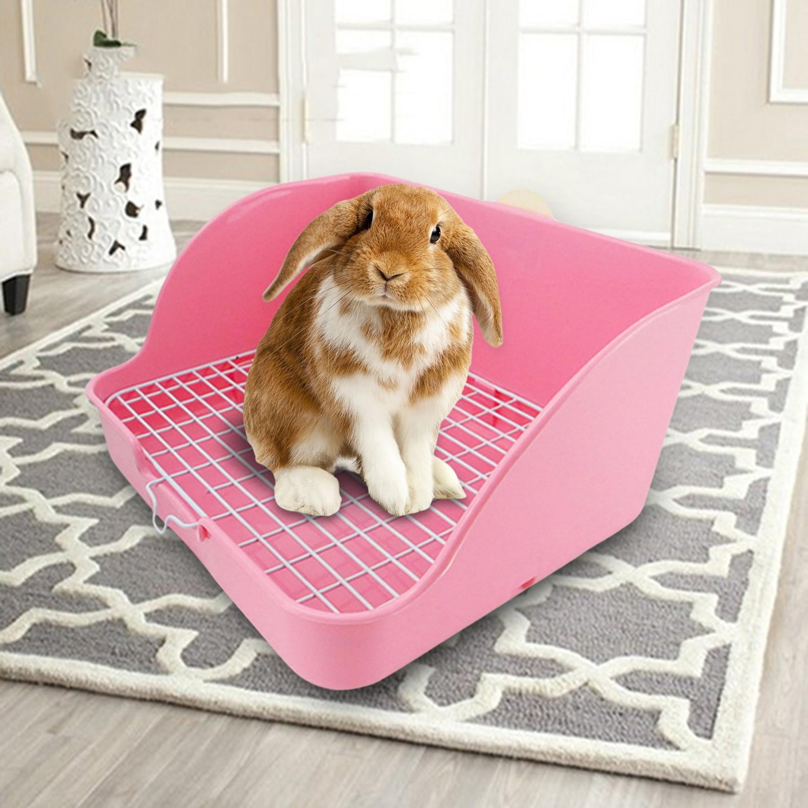 Rabbit Litter Box Guinea Bunny Pet Toilet Bedding Cage Pink