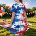 thumbnail image 4 of Grblisyd 4th of July Dresses for Girls USA Patriotic Short Sleeve Dress American Flag Crew Neck A Line Dress Independence Day Outfit with Pockets 7-8y, 4 of 6
