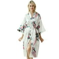 thumbnail image 1 of Women's Peacock Floral Satin Robe Kimono Silky Nightgown Sleepwear, 1 of 4