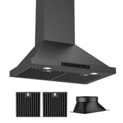 VIKIO 30 inch Ducted 900-CFM Black Wall-Mounted Range Hood with LED Lighting