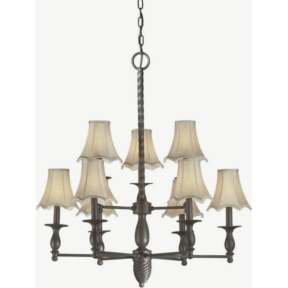 Forte Lighting 2521-09 30Wx33h 9 Light 2 Tier Chandelier - Bronze
