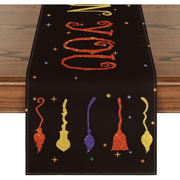Mantel de para Halloween, Mantel rectangular de Halloween | Decoración de mesa de calabaza, brujas | Decoración de mesa para fiestas de Halloween33*183cm