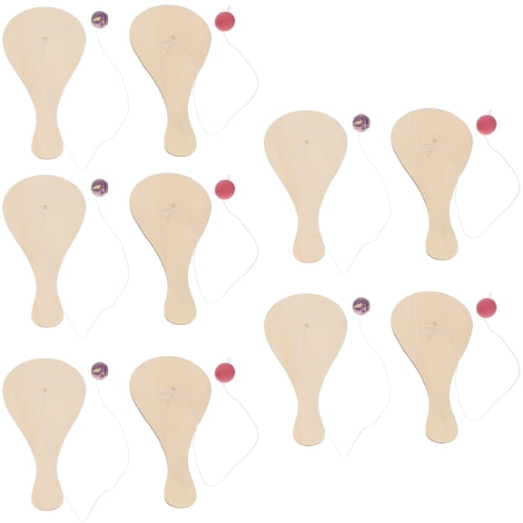 BESTSKY 10pcs Wooden Paddle Ball Toy Classic Paddleball Game Toy Party Favor Toys