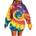 thumbnail image 2 of Sakmal Tunic Hoodies Women Fall Red Tops Tie Dye Fashion Hoodies for Women, 2 of 5
