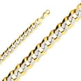 thumbnail image 2 of Wellingsale 14k Yellow Gold Polished Solid 14mm Cuban White Pave Diamond Cut Chain Necklace - 24", 2 of 6