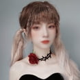 thumbnail image 4 of Gargantilla gótica de rosas, collar retro con flores florales para fiesta de Halloween y graduación, 4 of 5