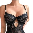 thumbnail image 5 of JSGEK Women Corset Style Cutout High Slit Bodysuit Adjustable Straps Lingerie for Romantic Date Night Black L, 5 of 6