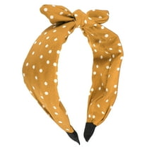 Unique Bargains 1 Pcs Bowknot Headband with Bunny Ears Hairband for Women 2.17 Inch Yellow