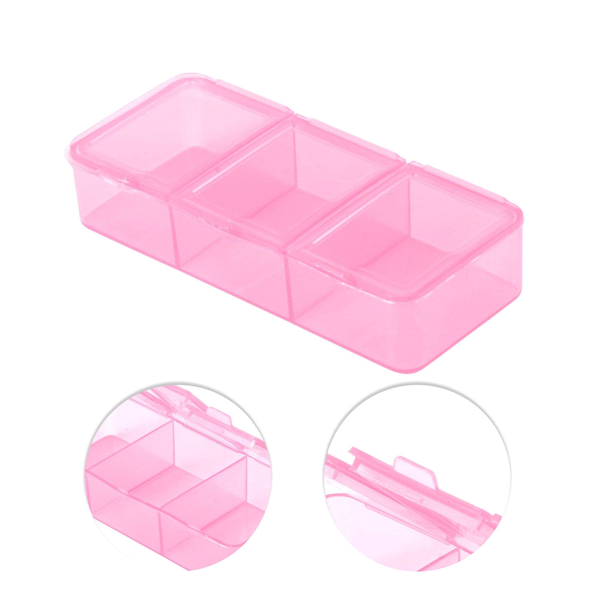 Unique Bargains Useful Durable 3 Compartment Pill Case for Travel 1 Pc Pink
