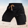 thumbnail image 2 of MIXUE Mens Shorts Summer Solid Color Loose Quick Drying Work Outdoor Pocket Casual Beach Trousers Mens Workout Shorts Activewear,Black,XS, 2 of 9