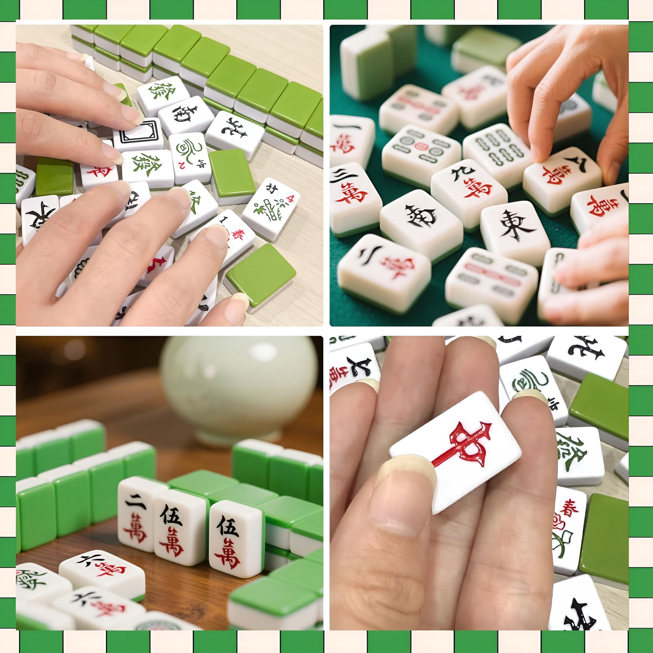 BESTSKY Mini Chinese Mahjong Set 144Pcs Traditional Travel Game with Case,Portable Small Mahjong for Beginners Travel Mahjong Set(0.94 × 0.67 × 0.47)